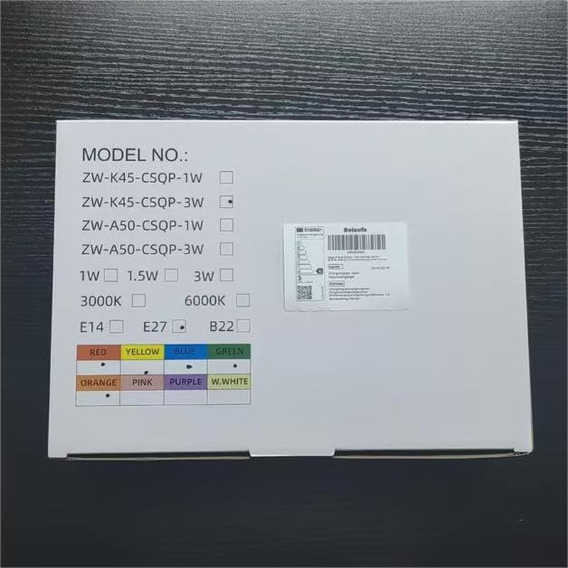 Lampadine Colorate a LED E27 3W, Lampadine LED Colorate E27, Lampadina LED Decorativa per Esterni, 220V AC, Colori Misti Rosso Verde Blu Giallo Arancio, Plastica, Confezione Da 20