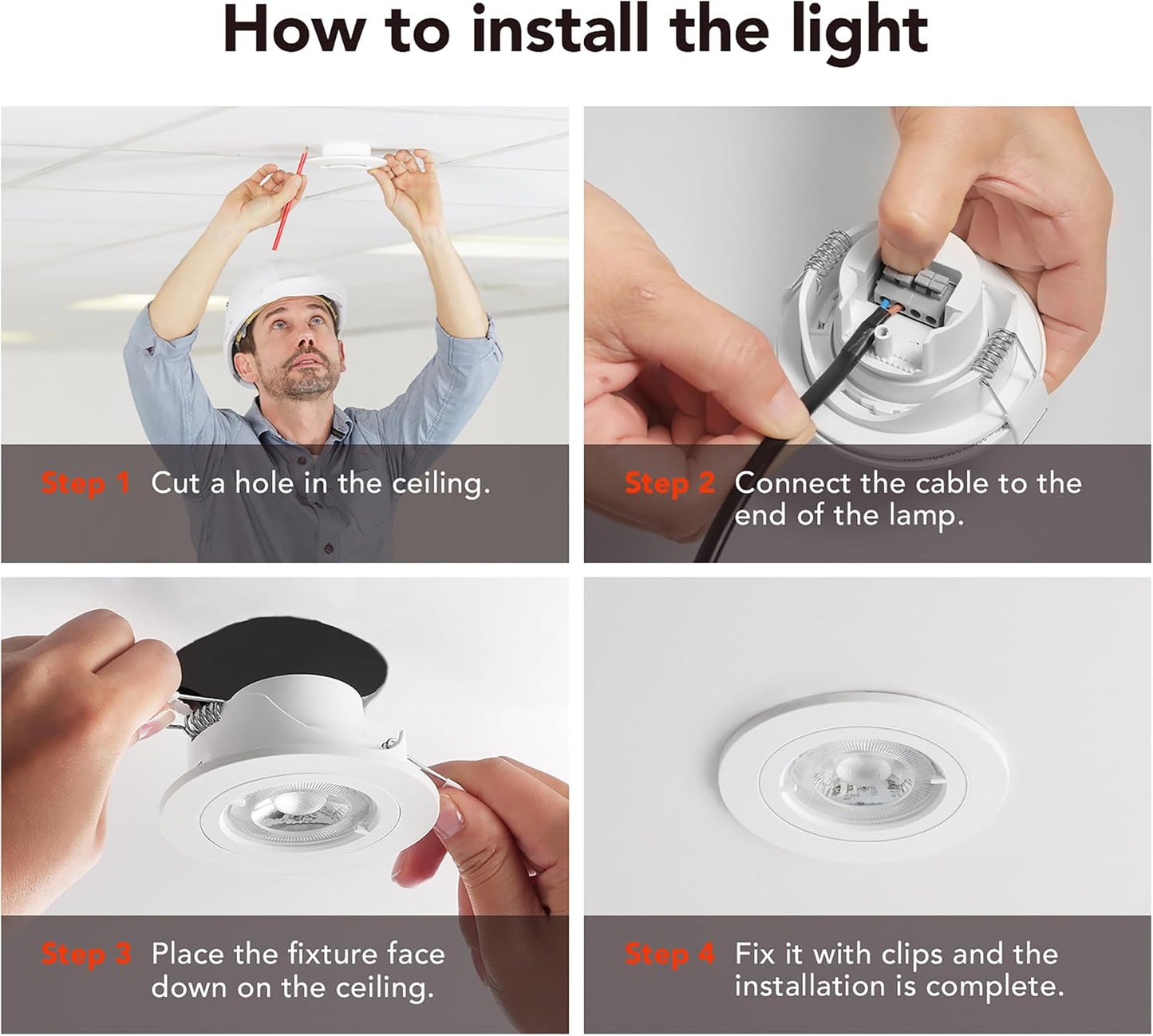 Faretti LED Da Incasso Soffitto 4.5W 450LM IP65 Luci Da Incasso Led Faretto LED Interno Angolari Da Incasso Faretto Ø68 Mm per Bagno, Cucina Camera Da Letto Soggiorno Corridoio Set Di 6 Bianchi