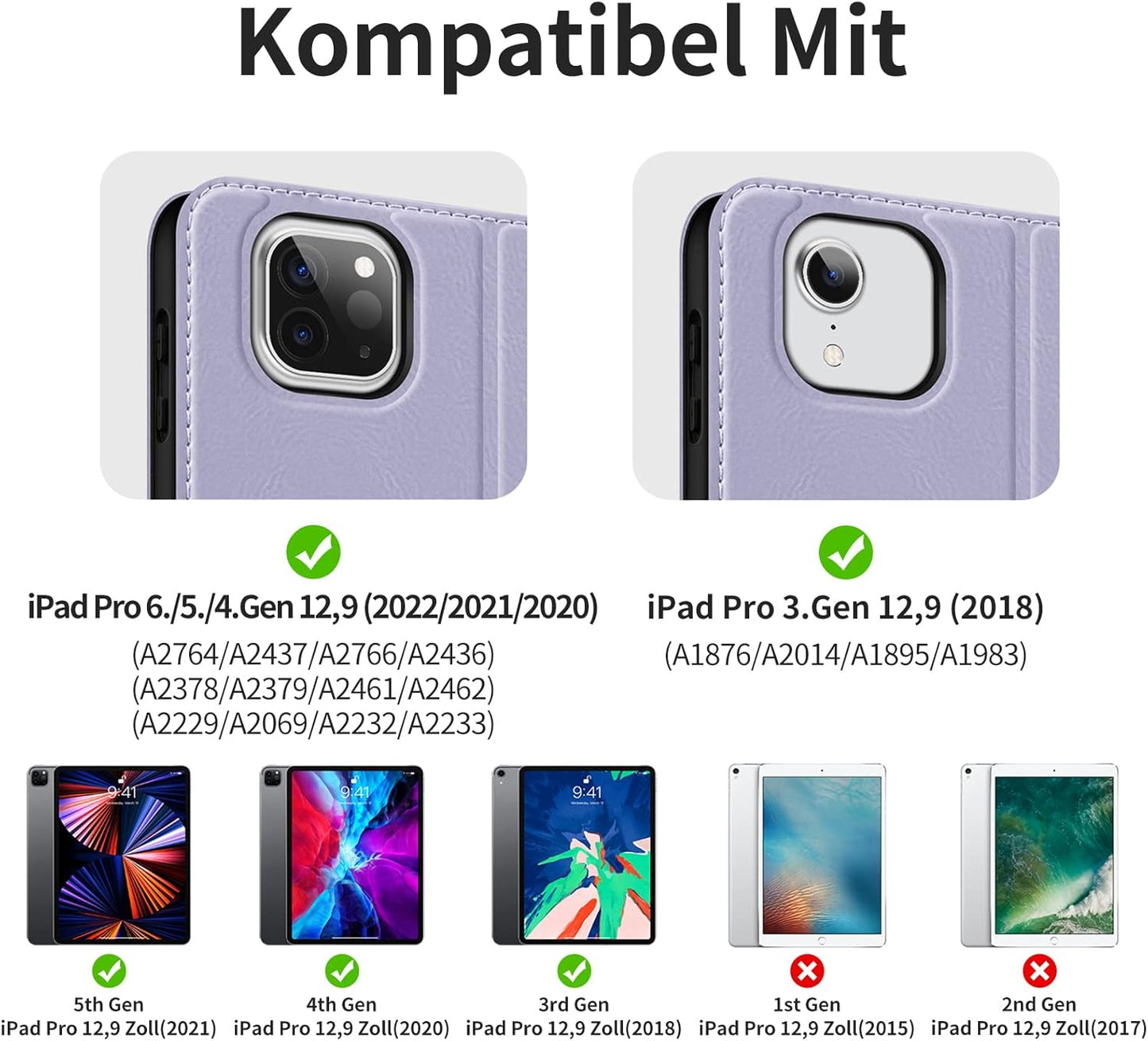HOLIMET Custodia per Ipad Pro 12.9 2022 6 Generazione, 2022/2021/2020 (6A/5A/4A Gen) Ultra Smart Cover Con Pencil Holder per Pencil 2, Auto Svegliati/Sonno Case per Ipad Pro 12.9 Pollici - Viola