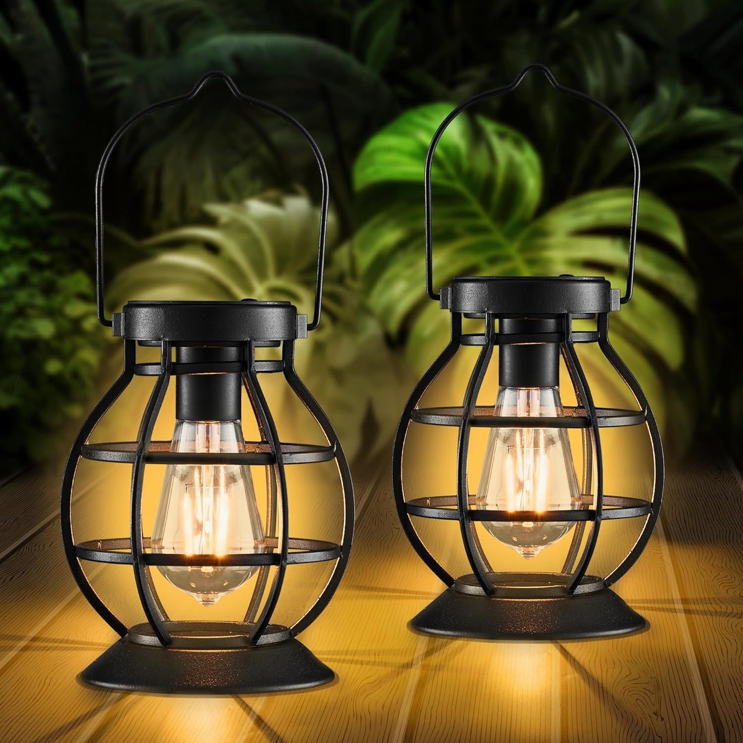 Lanterne Solari Da Esterno, 2 Pezzi Lampada Solare Da Giardino in Metallo IP44 Impermeabile Lampada Da Esterno per Da Esterno Giardino Natale Feste Camera Da Letto Decorazioni