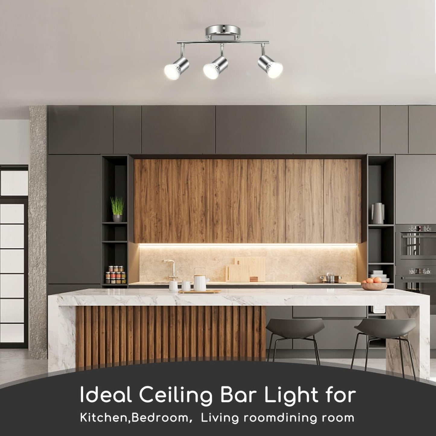 Faretti LED Soffitto Orientabili, Lampada Da Soffitto GU10, 3 Luci Lampadario Camera Da Letto Cucina Soggiorno 220V (Lampadine Non Incluse)
