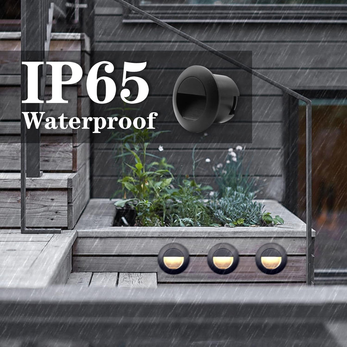 4Er Applique LED Da Incasso per Scale, 3W 3000K Tonde Applique Da Parete, 65Mm Luci Scale Con Scatola Da Incasso Illuminazione Da Parete, IP65 in Alu, per Interno Esterno Scale Giardino, Nero