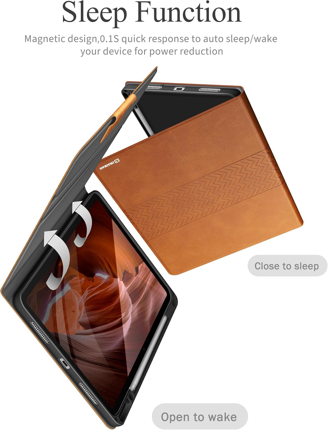 Custodia per Ipad Pro 13 Pollici M4 (2024), Con Portapenne Integrato, Supporto per Pencil Pro/Pencil (USB-C), PU Pelle, Auto Svegliati/Sonno (Marrone)