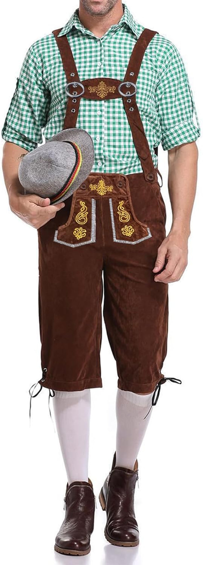 Oktoberfest Pantaloni Tradizionali, Costume Da Oktoberfest Da Uomo Con Bretelle, Pantaloni Bavarese, Marrone