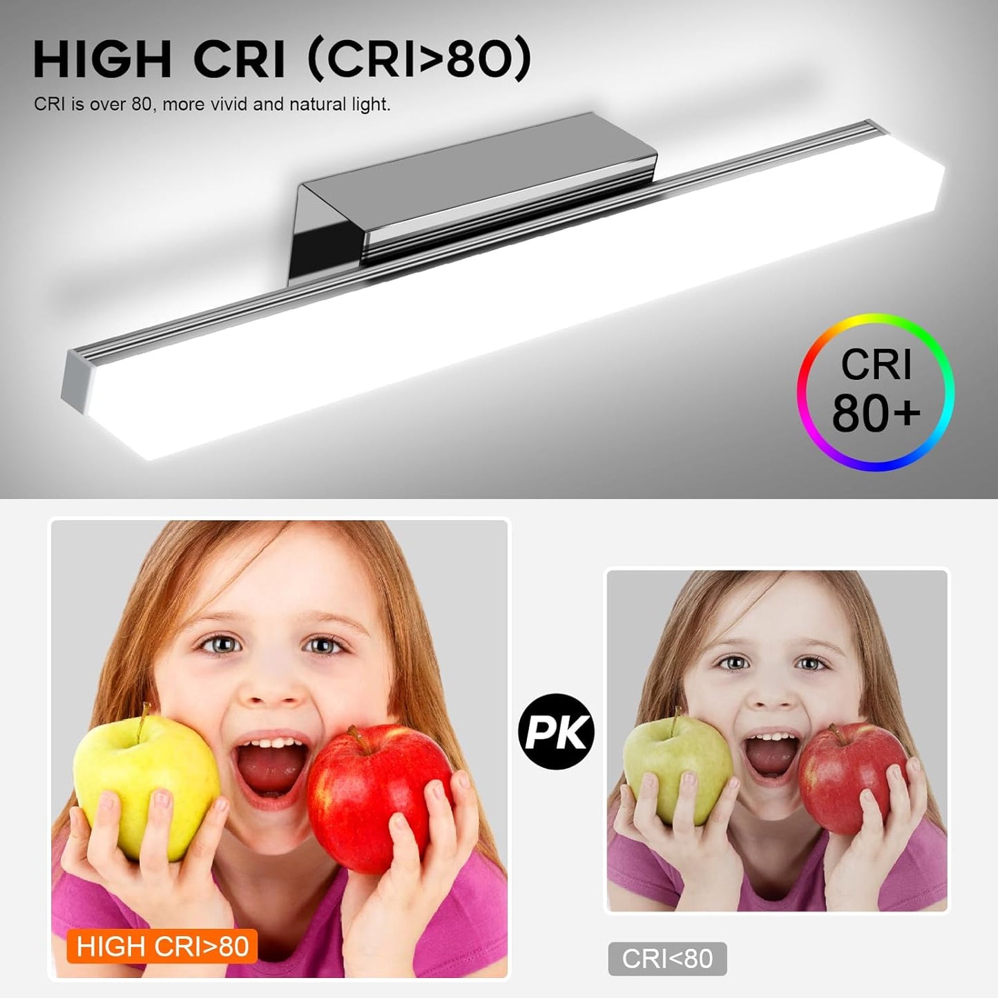 LED Lampada Da Specchio Bagno 8W 40Cm Lampada Da Bagno,Luce Specchio Bagno Bianco Freddo 6000K, Luce per Specchio Da Bagno Impermeabile IP44