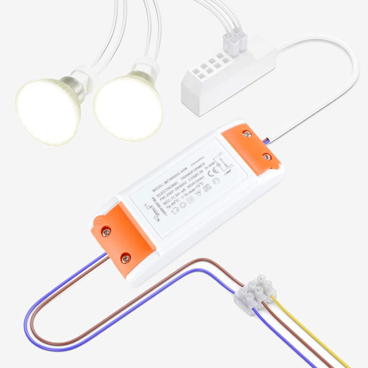 Trasformatore Elettronico Da 230V (AC) a 12V (AC) 20-60W,Protezione Da Sovraccarico per Trasformatori Alogeni,Dimmerabile per Lampade Alogene
