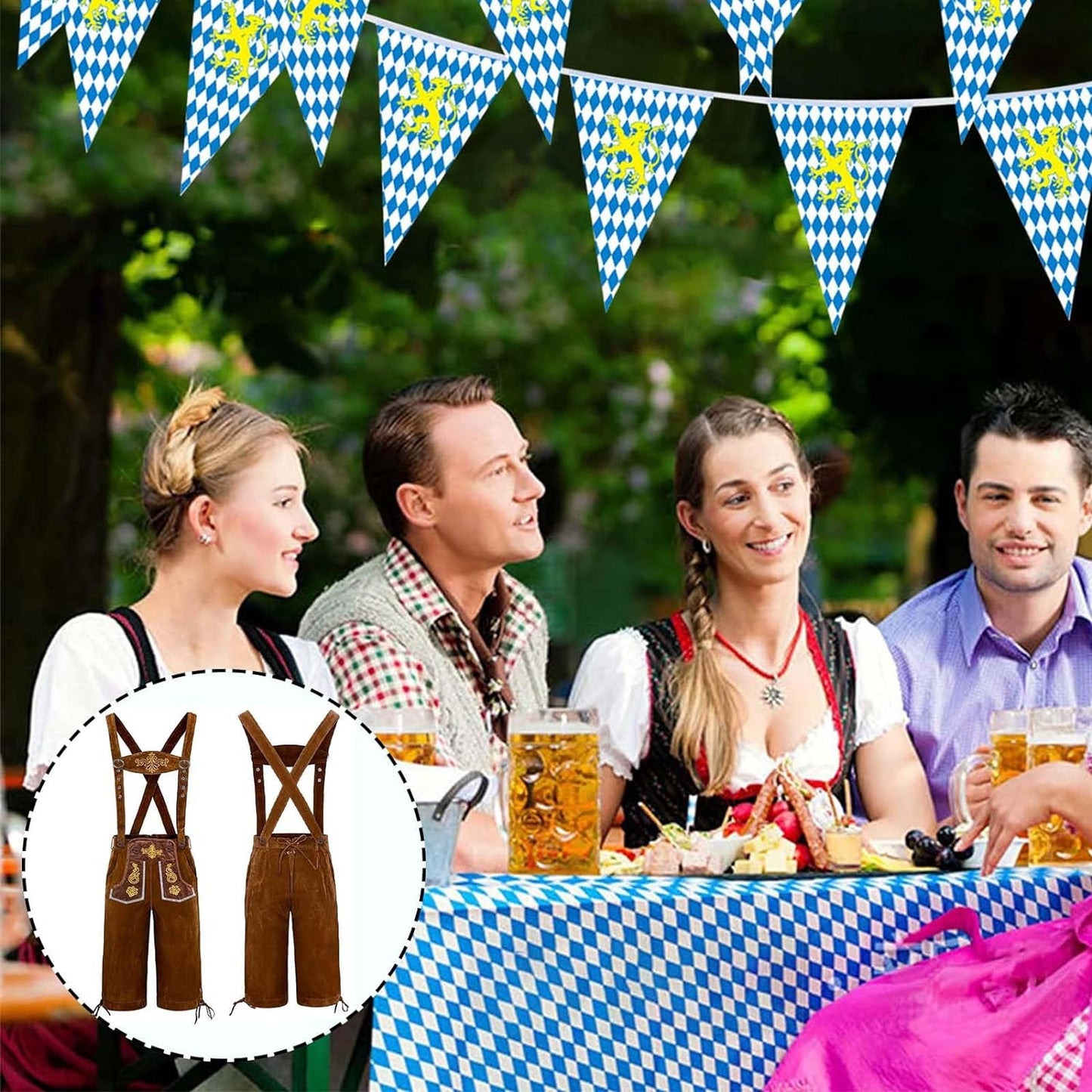 Oktoberfest Pantaloni Tradizionali, Costume Da Oktoberfest Da Uomo Con Bretelle, Pantaloni Bavarese, Marrone