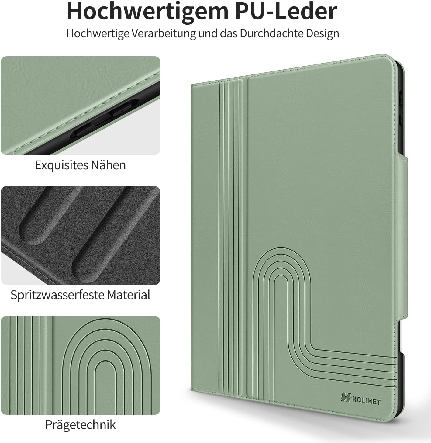 HOLIMET Custodia per Ipad Pro 11 2022 4 Generazione, 2021/2020/2018 (3/2/1A Gen) Ultra Smart Cover Con Pencil Holder per Pencil 2, Auto Svegliati/Sonno Case per Ipad Pro 11 Pollici - Verde