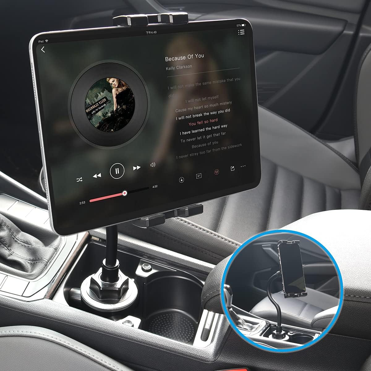 Collo Oca Supporto Tablet Auto Portabicchieri, Universale Porta Tablet Tazza Da Camion, Tapis Roulant, Bici Spinning, per Ipad Pro 12.9 Air Mini, Galaxy Tabs, Iphone 4-13" Cellulare E Tablet