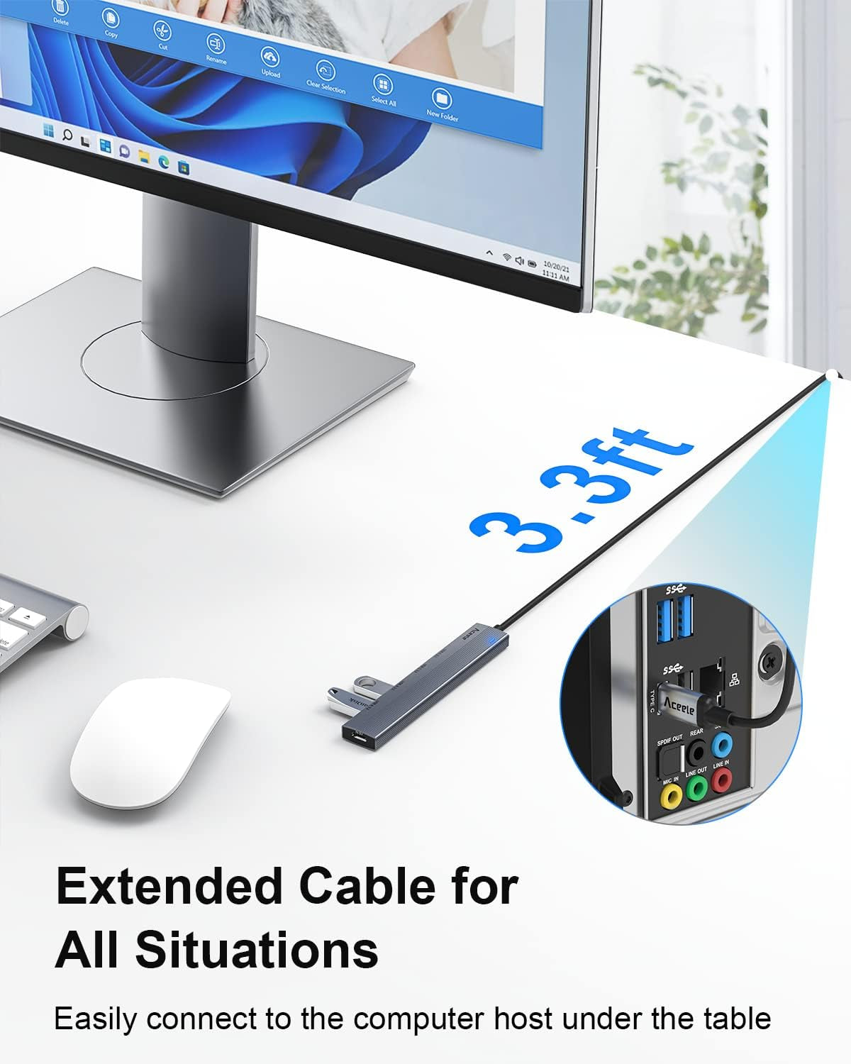 Hub USB C Da 10 Gbps Con 2 Porte USB-A E 2 Porte USB-C, Adattatore USB 3.2 Gen 2 Con Cavo Da 100 Cm, Splitter USB 5 in 1 per Laptop, PC Desktop, Macbook Pro/Air 2022/2021, Ecc.