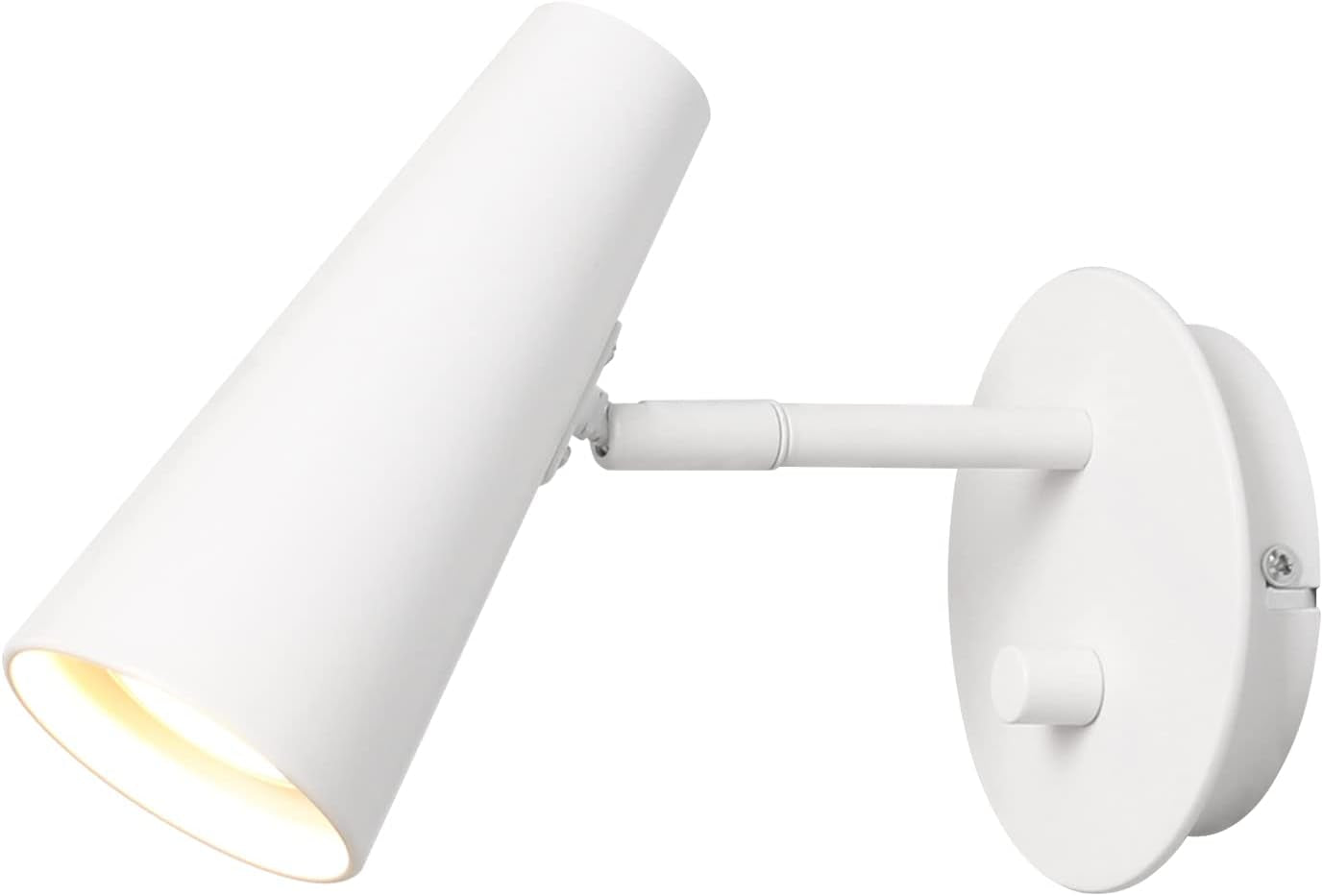 Lampada Da Parete GU10 5W 3000K Bianco Caldo Illuminazione Da Parete Interni Con Interruttore Dimmer Faretto Muro Luce Orientabile per Camera Da Letto Lettura Cucina, Alluminio, Bianco