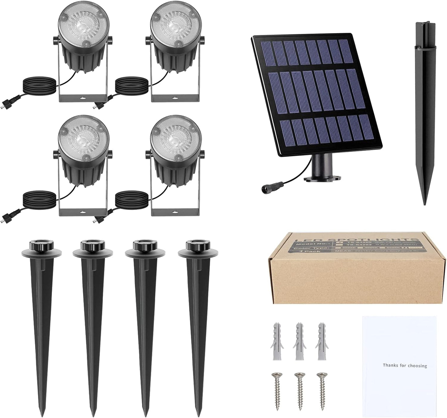Faretti Solari Da Giardino RGB, Lampada Solare Giardino Colorate IP65 Impermeabili ON/OFF Automatici RGB per Giardino Alberi Cespugli Vialetto Confezione Da 4