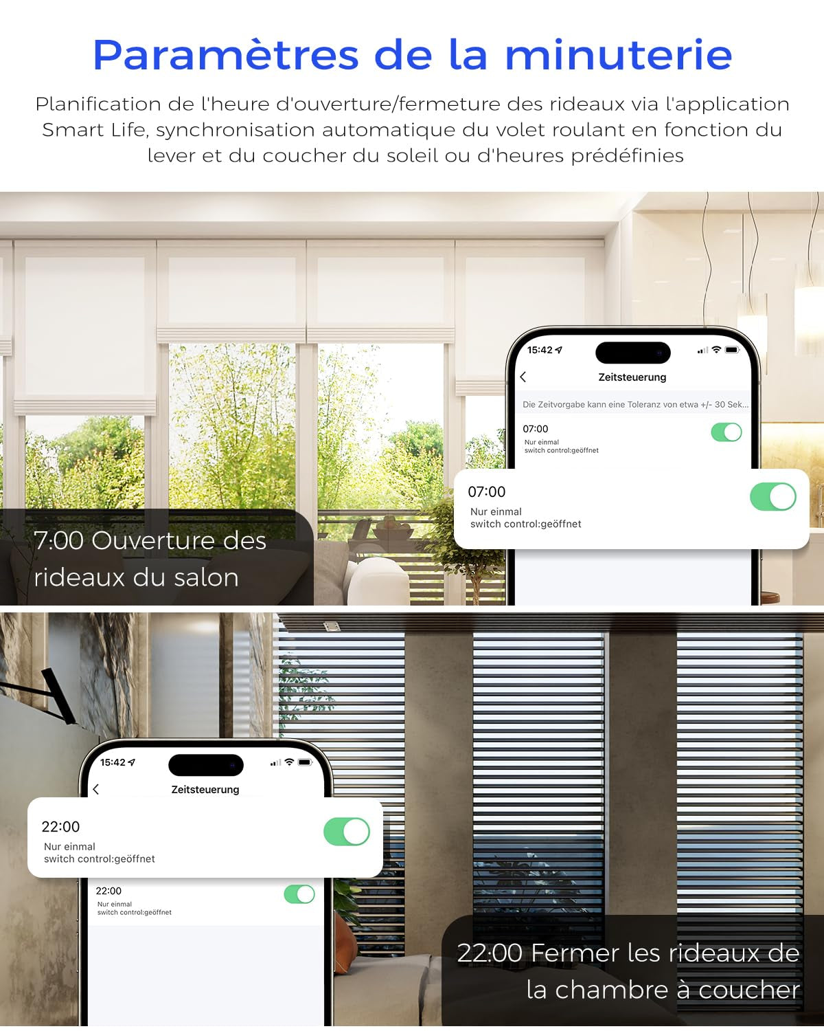 Interruttore per Tapparelle a Incasso, Compatibile Con Alexa Echo E Google Home, Pannello Touch, Interruttore per Tapparelle Wlan Smart Life, Cavo Zero Richiesto (1 Pezzo)
