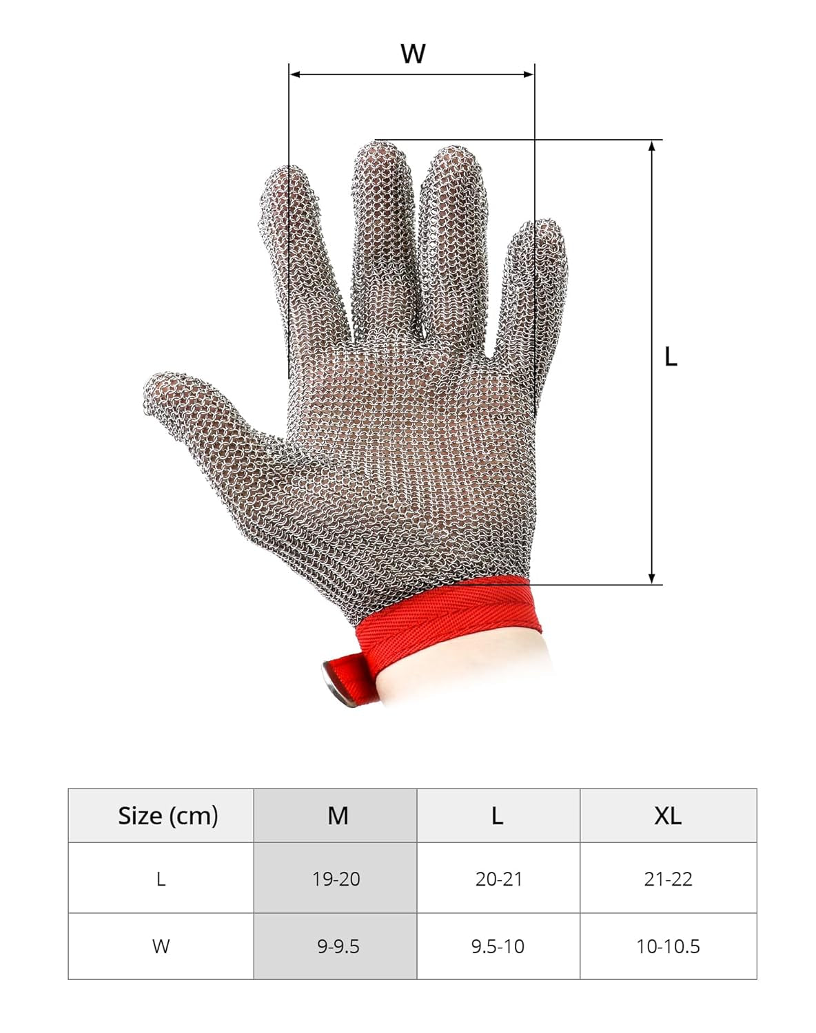 ® Guanti Antitaglio - Protezione Di Livello 5 - Acciaio Inossidabile 316L - Guanti Da Lavoro Alte Prestazioni per Cucina, Giardino E Falegnameria (M, 1 Pezzo)