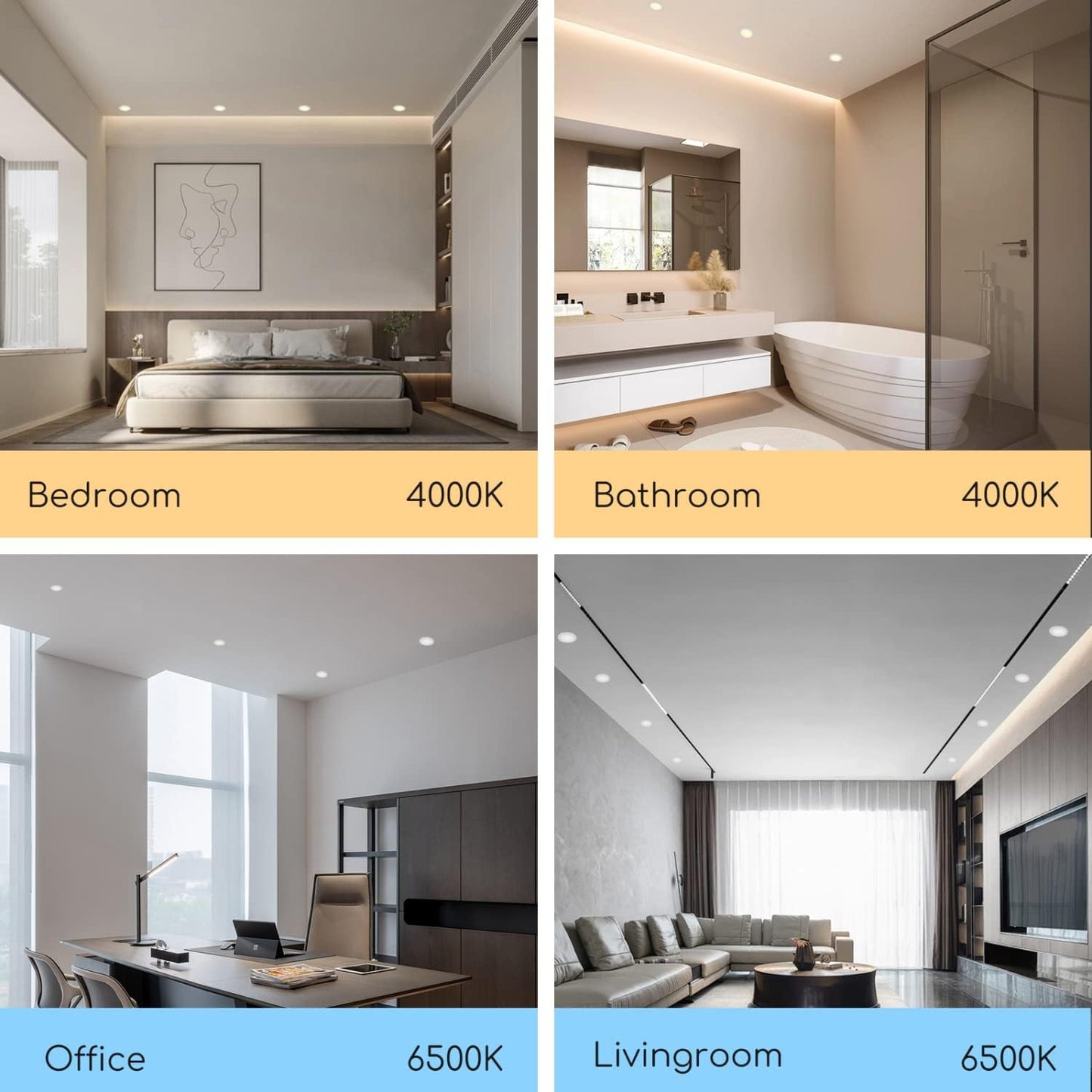 Downlight Da Incasso a LED, 18W Equivalente a 175W, Daylight 4000K, Faretti LED, Oblò a LED, Ф190-200Mm, Confezione Da 2