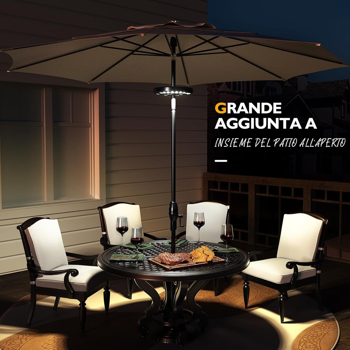Luce per Ombrellone, Luci Ombrellone Esterno Lampada Da Giardino Con USB Ricaricabile 3 Modalità Di Illuminazione per Giardino Esterno Terrazzo Piscina