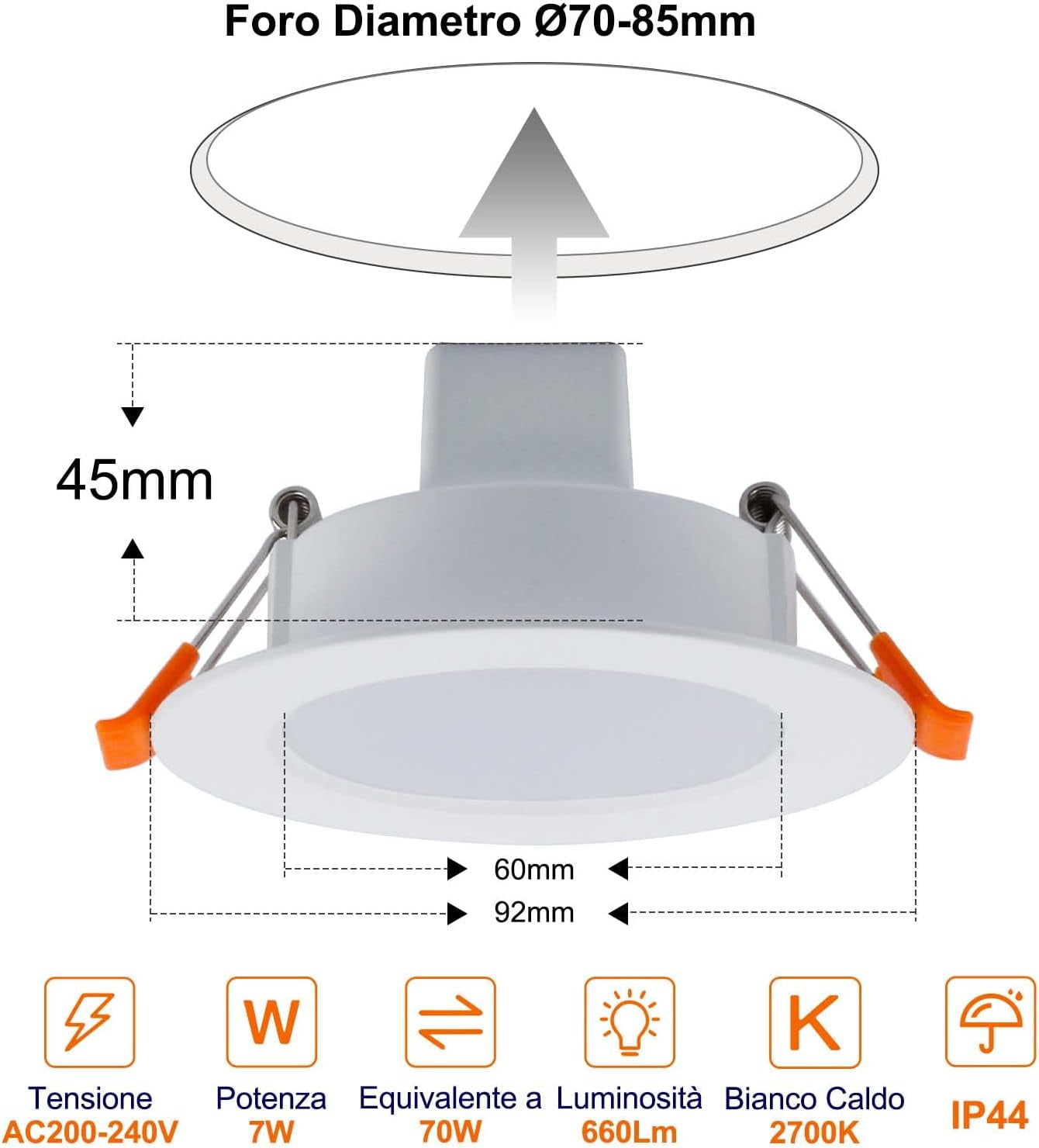 4X Faretti LED RGB Da Incasso per Cartongesso Smart, 220V Faretti LED Soffitto Alexa Con Bluetooth APP 7 Watt Colorati, Dimmerabile Cambia Colore per Cromoterapia Doccia Bagno