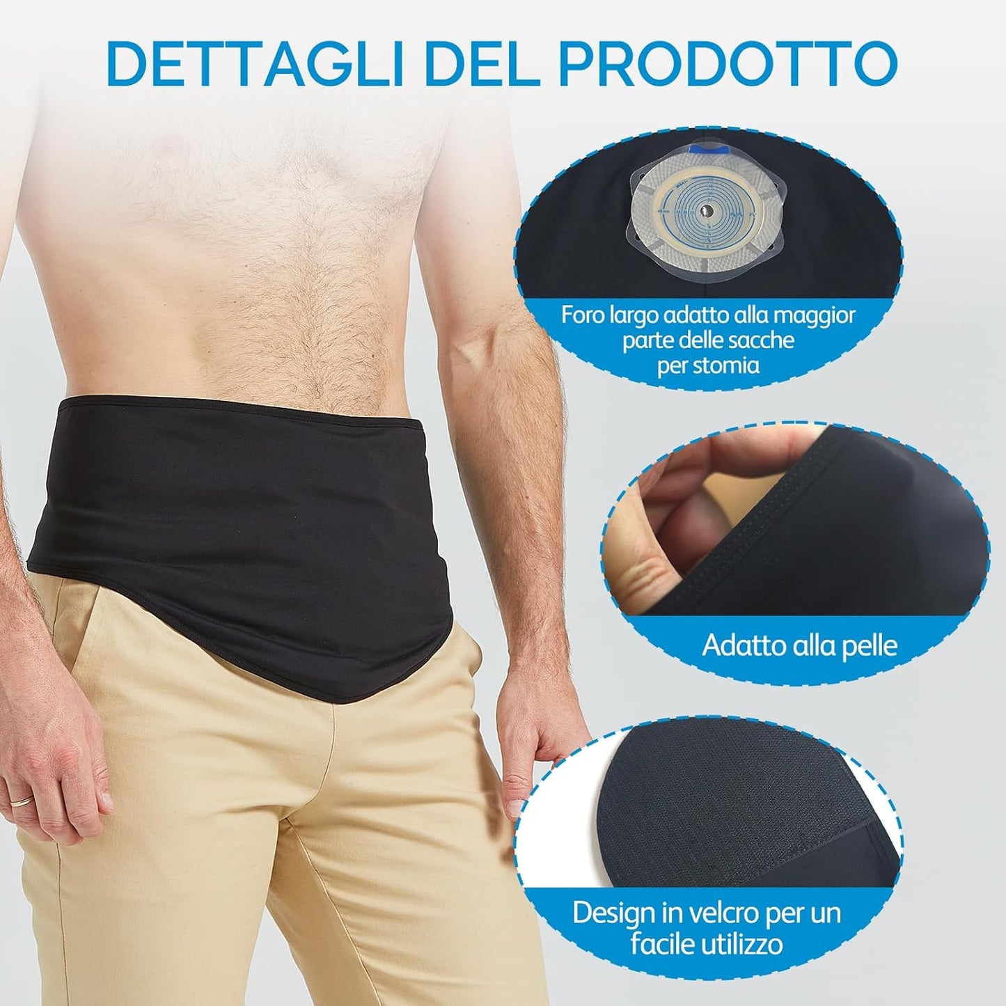Sacchetti per Stomia | Cintura per Stomia Nero Ostomy | Materiali per Stomia | Coperchi per Sacca per Stomia | Tasca Interna per Contenere La Sacca per Stomia | Cintura per Stomia (S)