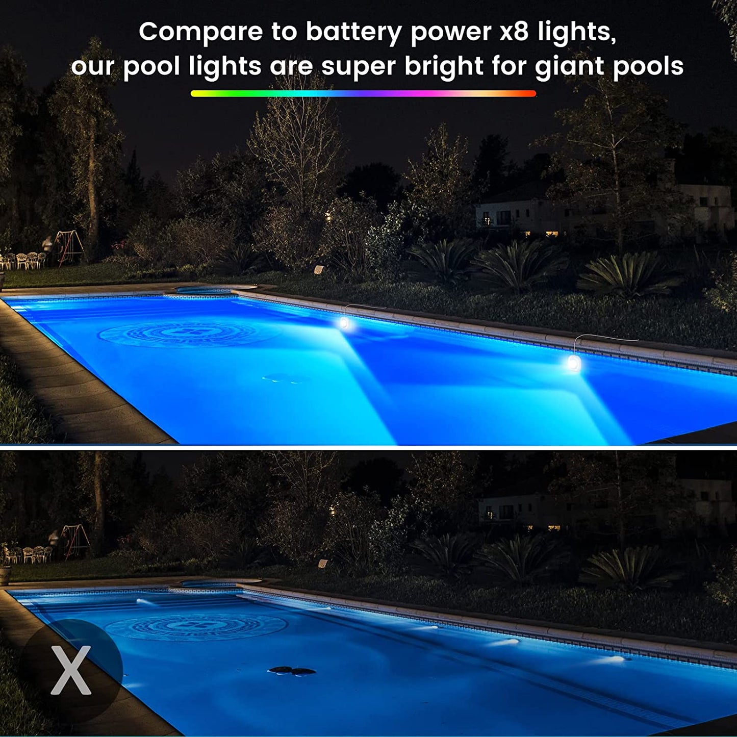 10 W - Illuminazione a LED Senza Fili, 12 V Luci per Piscina Sommergibile Con Controllo APP, Dimmerabile, IP68, Impermeabile, Lampada Magnetica Con 8 M Cavo per Piscina Fuori Terra