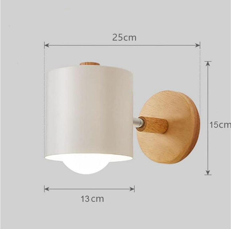 2 Pezzi Applique Da Parete Interni E27 Lampada Da Parete Legno Regolabile Lampada Da Parete Con Paralume in Metallo Faretto Luce per Comodino Ufficio Soggiorno Lettura, Bianco