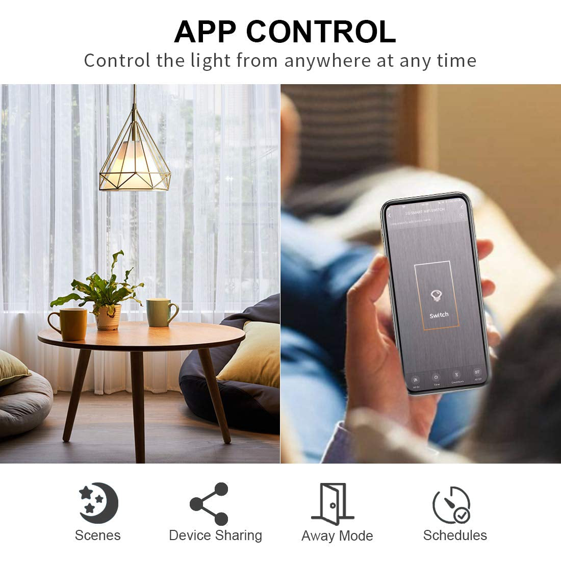 Interruttore Touch Intelligente Con Presa Schuko Da Incasso Con Cornice in Vetro, Interruttore Della Luce WLAN Da Lavoro Con Alexa, Google Assistant, Interruttore Da Parete Semplice in Bianco,