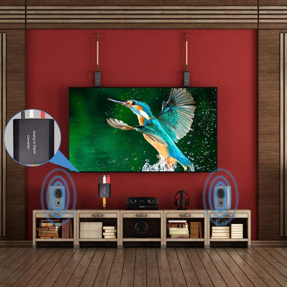 Analogico Ad Digitale Audio Convertitore Adattatore,Adc Convertitore Da RCA 3,5 Mm Jack a Coaxial Toslink Con Toslink Cavo E Power Adapter per TV DVD Blu-Ray PS3 PS4 Xbox,Alluminio