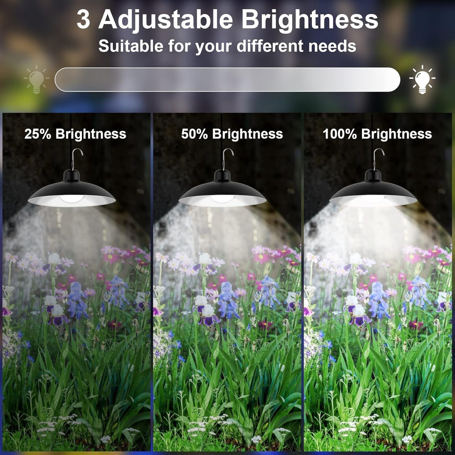 Lampadario Solare Esterno, Lampada a Sospensione Solare Con Telecomando Manuale Impermeabile IP44 Con Prolunga Da 3M per Giardino Casetta Garage 3 ModalitĂ