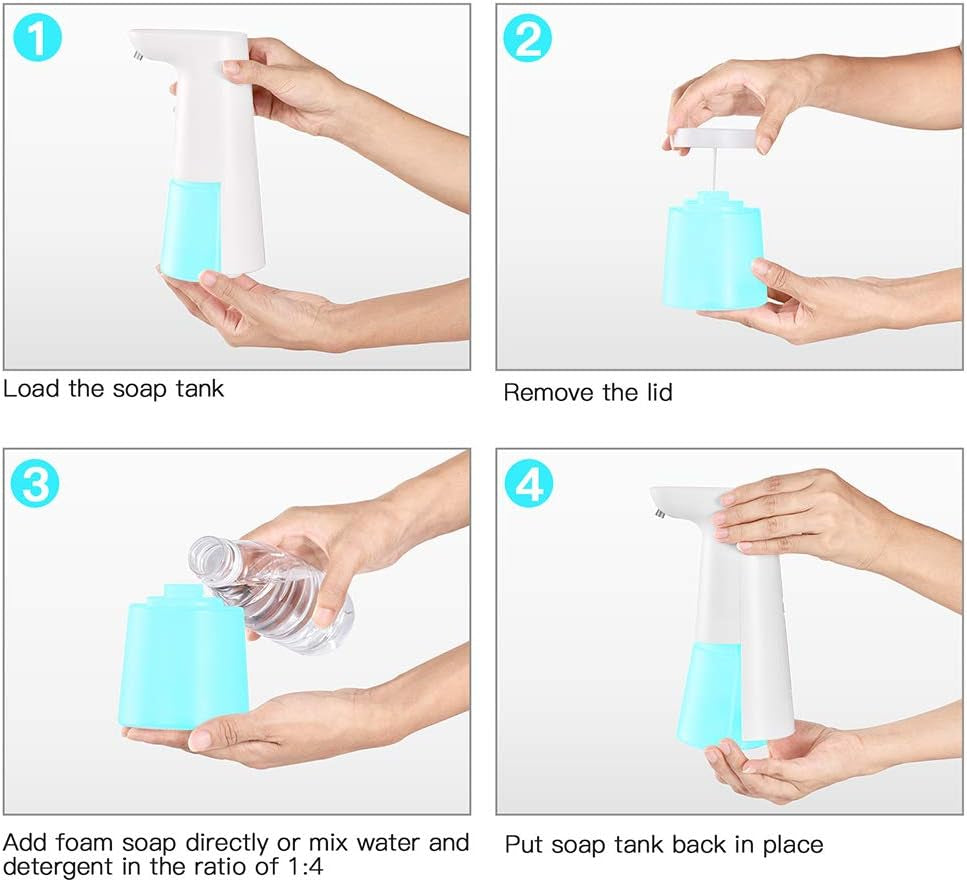 Dispenser Sapone Automatico, Dispenser Sapone 250Ml Con Sensore a Infrarossi Senza Contatto E Base Impermeabile per Bagno E Cucina