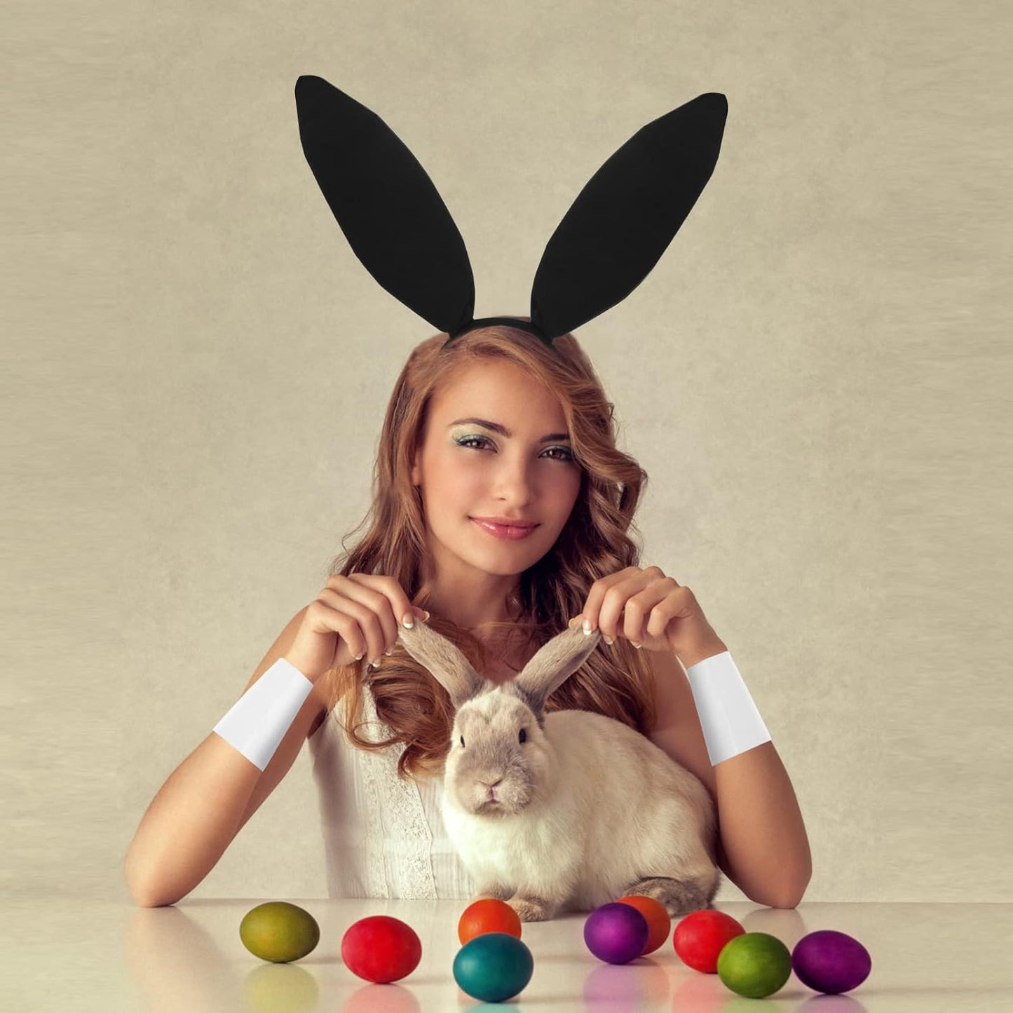 Il Set Di Accessori per Coniglietti Include Orecchie Da Coniglio Polsini Finti Sul Collo Coda Di Coniglio per Feste Di Halloween