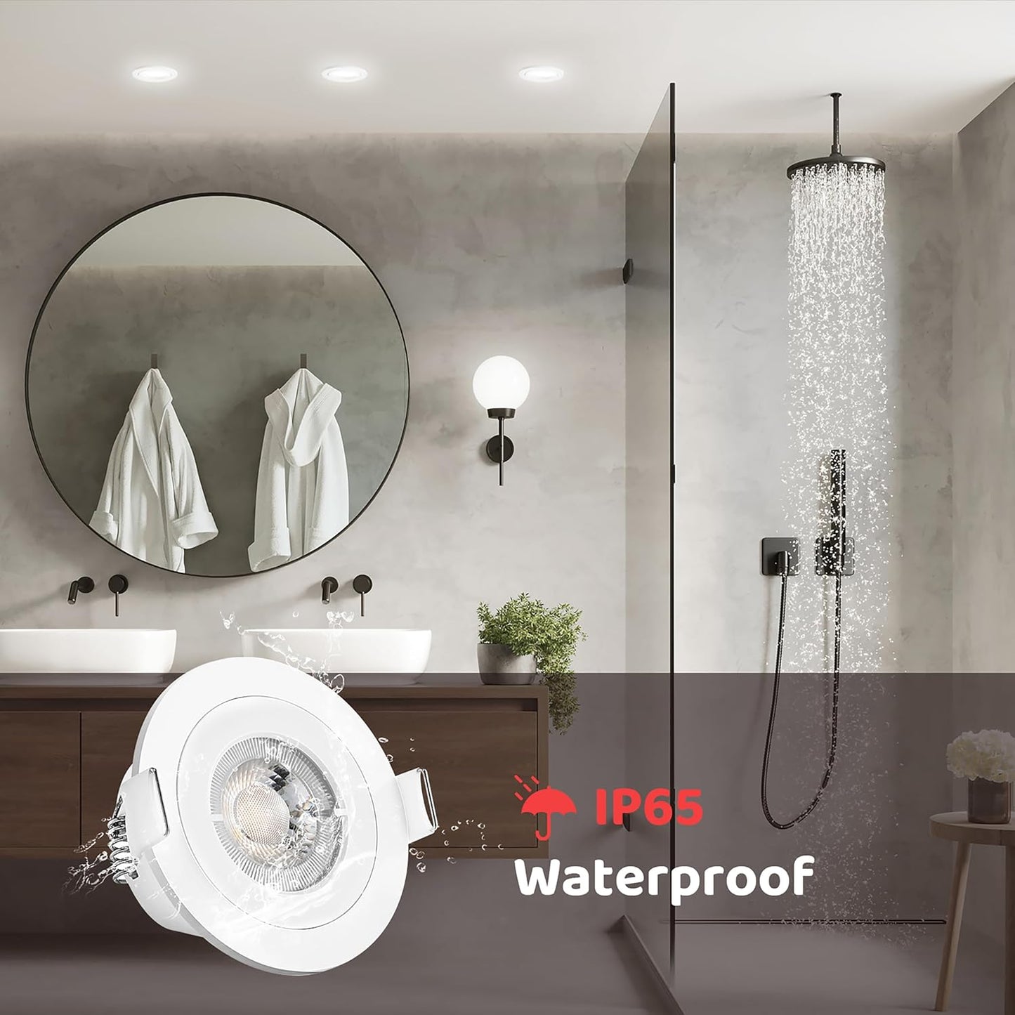 Faretti LED Da Incasso Soffitto 4.5W 450LM IP65 Luci Da Incasso Led Faretto LED Interno Angolari Da Incasso Faretto Ø68 Mm per Bagno, Cucina Camera Da Letto Soggiorno Corridoio Set Di 6 Bianchi