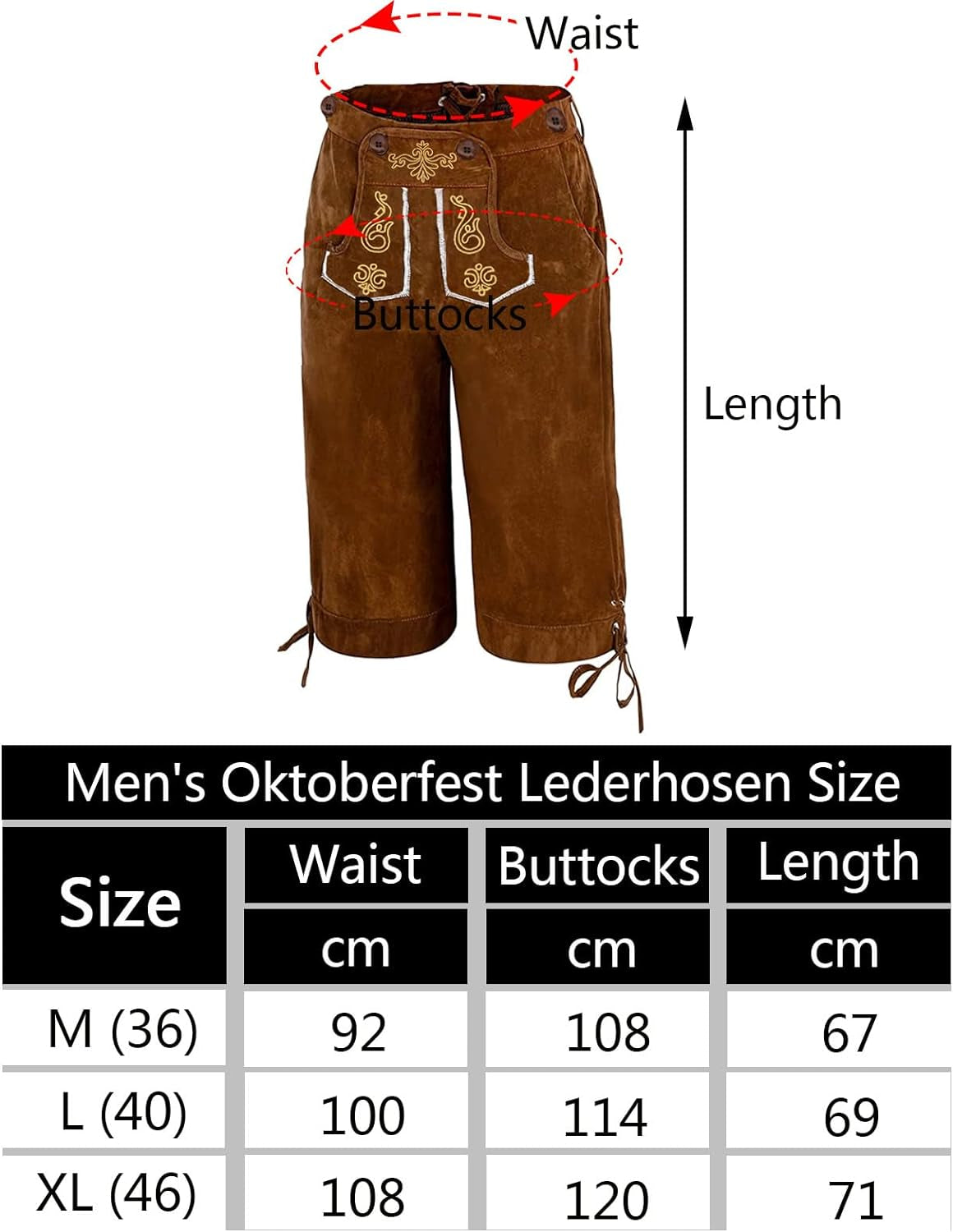 Oktoberfest Pantaloni Tradizionali, Costume Da Oktoberfest Da Uomo Con Bretelle, Pantaloni Bavarese, Marrone