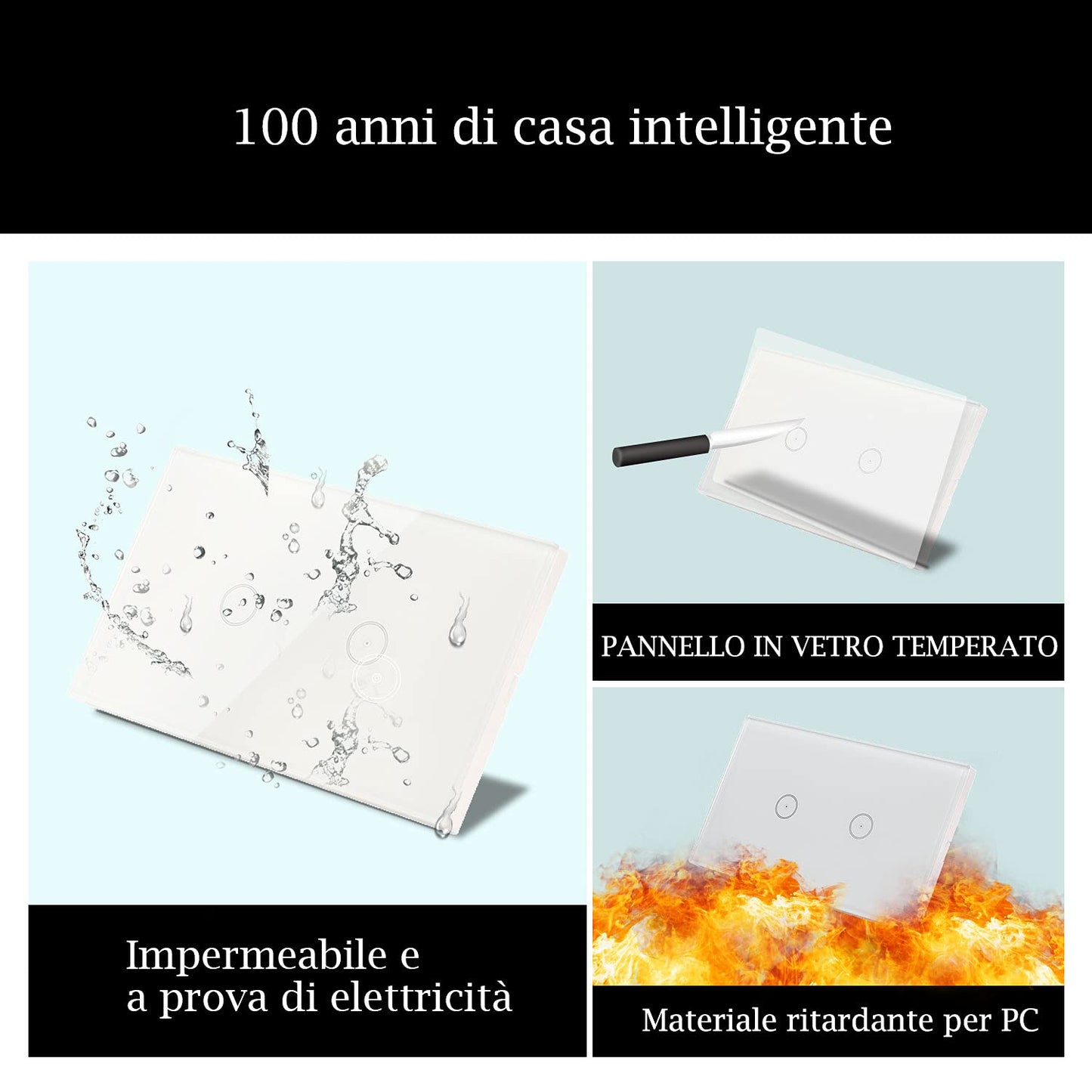 Interruttore Della Luce Intelligente Wifi, Controllo Vocale Funziona Con Alexa E Google Home, Timer E Condivisione Dispositivo, È Necessario Il Filo Di Neutro, Bianco 2 Way