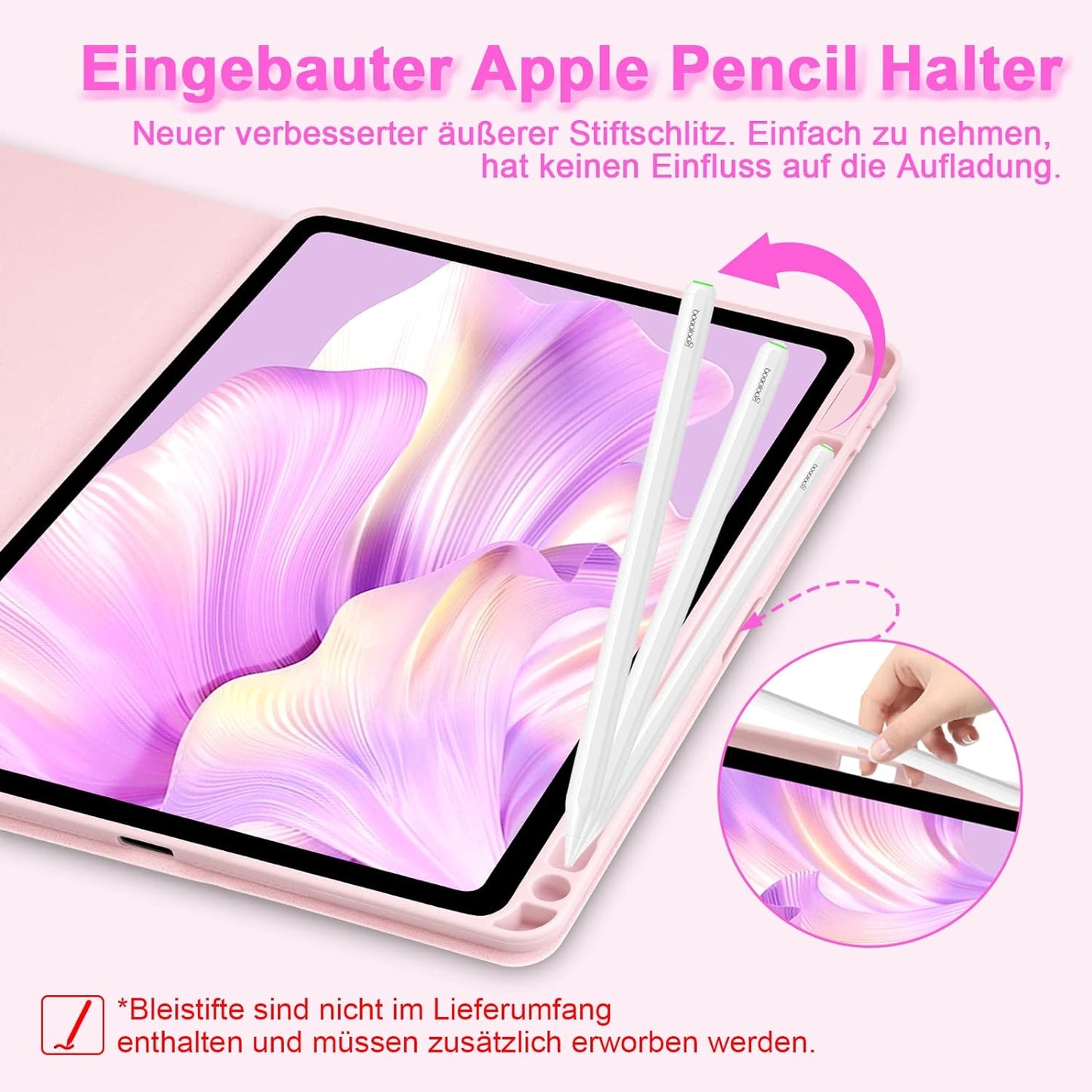 Custodia per Tastiera Ipad Air 4/5A Generazione, Layout QWERTZ, Magnetica, Tastiera Retroilluminata, Con Portapenne, per Ipad Air 4.Gen 2020/Air 5.Gen 2022 10.9 Pollici, Rosa