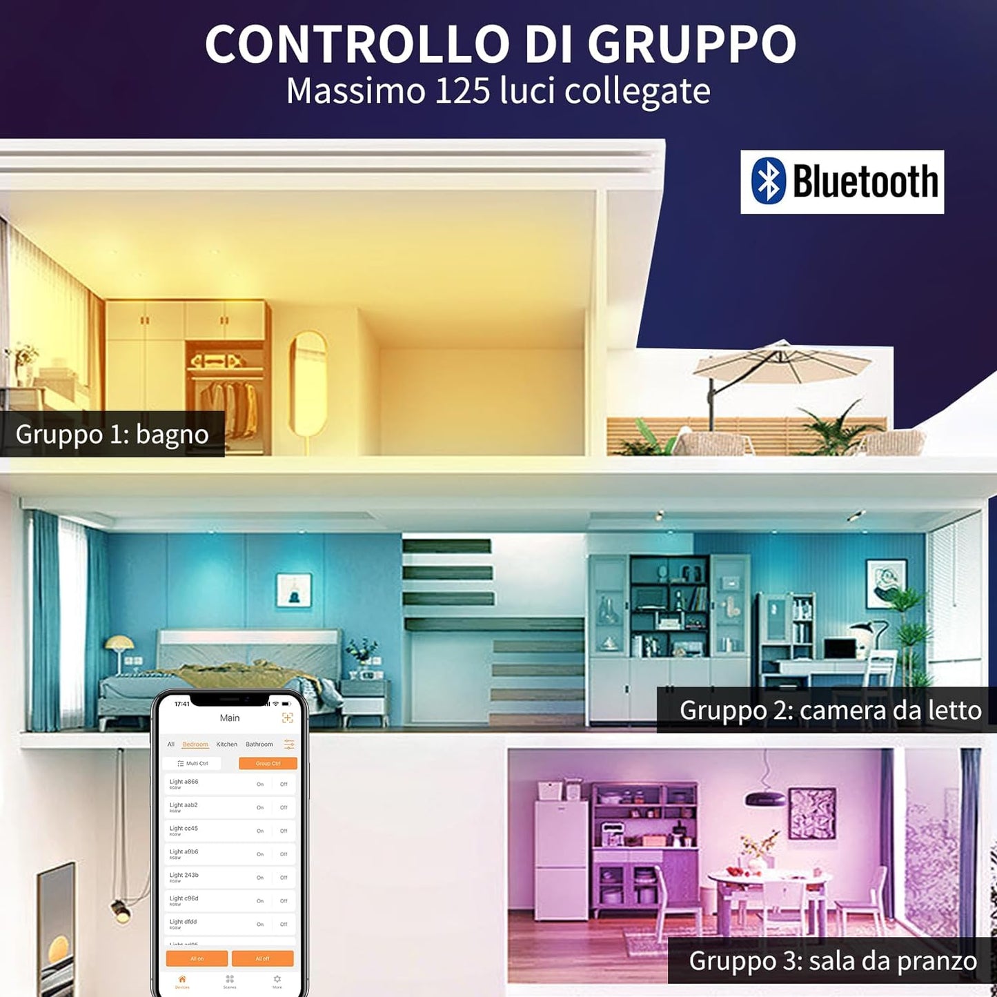 Faretti Led Da Incasso Colorati Smart Alexa, 10W 1000LM, 220V Faretti LED Soffitto Interno Rotondo Intelligente Bluetooth, RGB E Luce Fredda, Dimmerabile Con APP, Foro Ø95-110Mm, Set Di 4