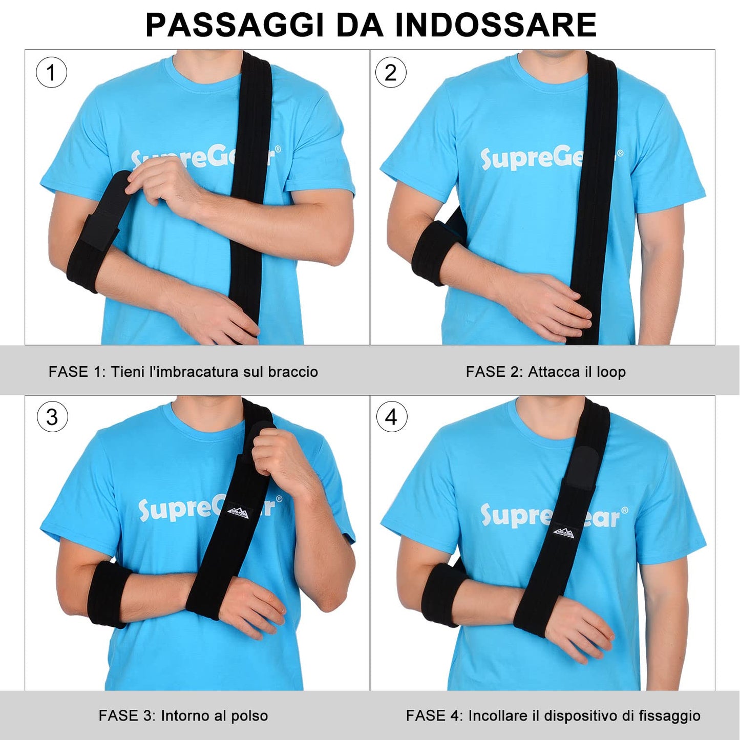 Fascia Di Supporto per Braccio, Supporti Reggibraccio Immobilizzatore per Braccio a Tracolla Regolabile Leggero Comodo Traspirante Medica Da Spalla per Feriti Arm/Hand/Gomito - Nero