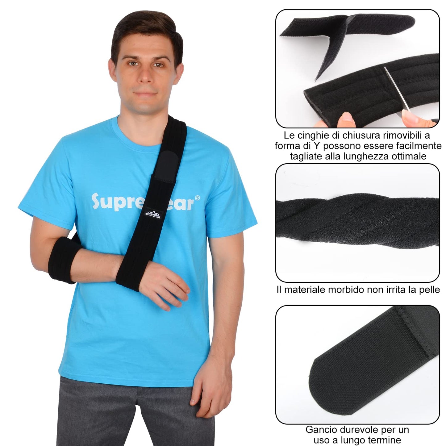 Fascia Di Supporto per Braccio, Supporti Reggibraccio Immobilizzatore per Braccio a Tracolla Regolabile Leggero Comodo Traspirante Medica Da Spalla per Feriti Arm/Hand/Gomito - Nero