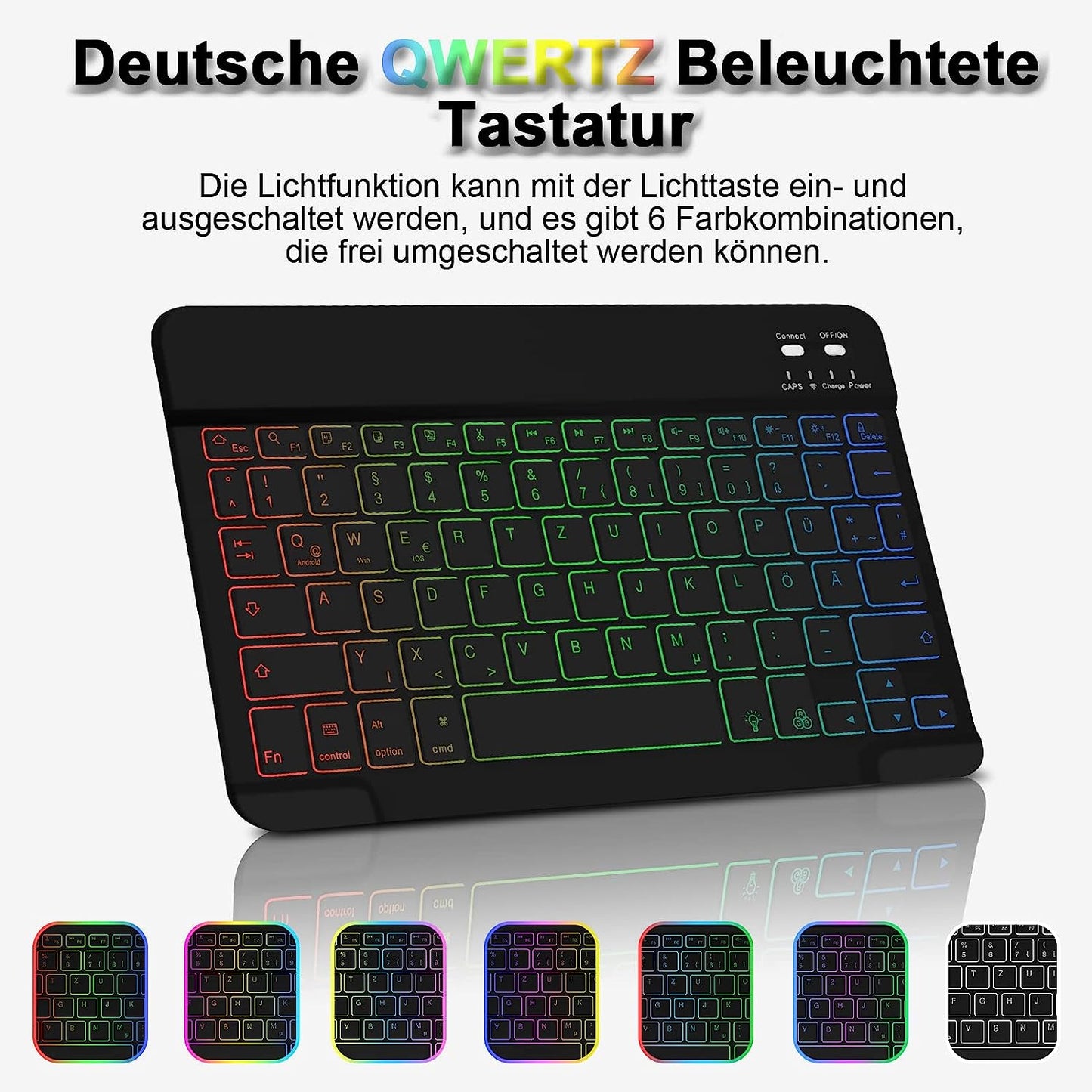 Custodia per Tastiera Lenovo Tab M10 plus 3Rd Gen 10,6", Layout QWERTZ, Tastiera Magnetica Illuminata Con Custodia per Lenovo Tab M10 plus 3Rd Gen 10,6 Pollici, 2022 TB-125FU/128FU/128XU,