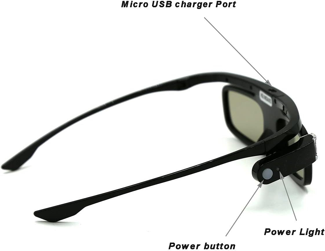 3D Occhiali, Otturatore Attivi Ricaricabile 3D Occhiali per Proiettori 3D Dlp-Link Acer Benq Optoma Viewsonic Philips LG Infocus NEC Jmgo Vivitek Toumei - 1 Pezzi