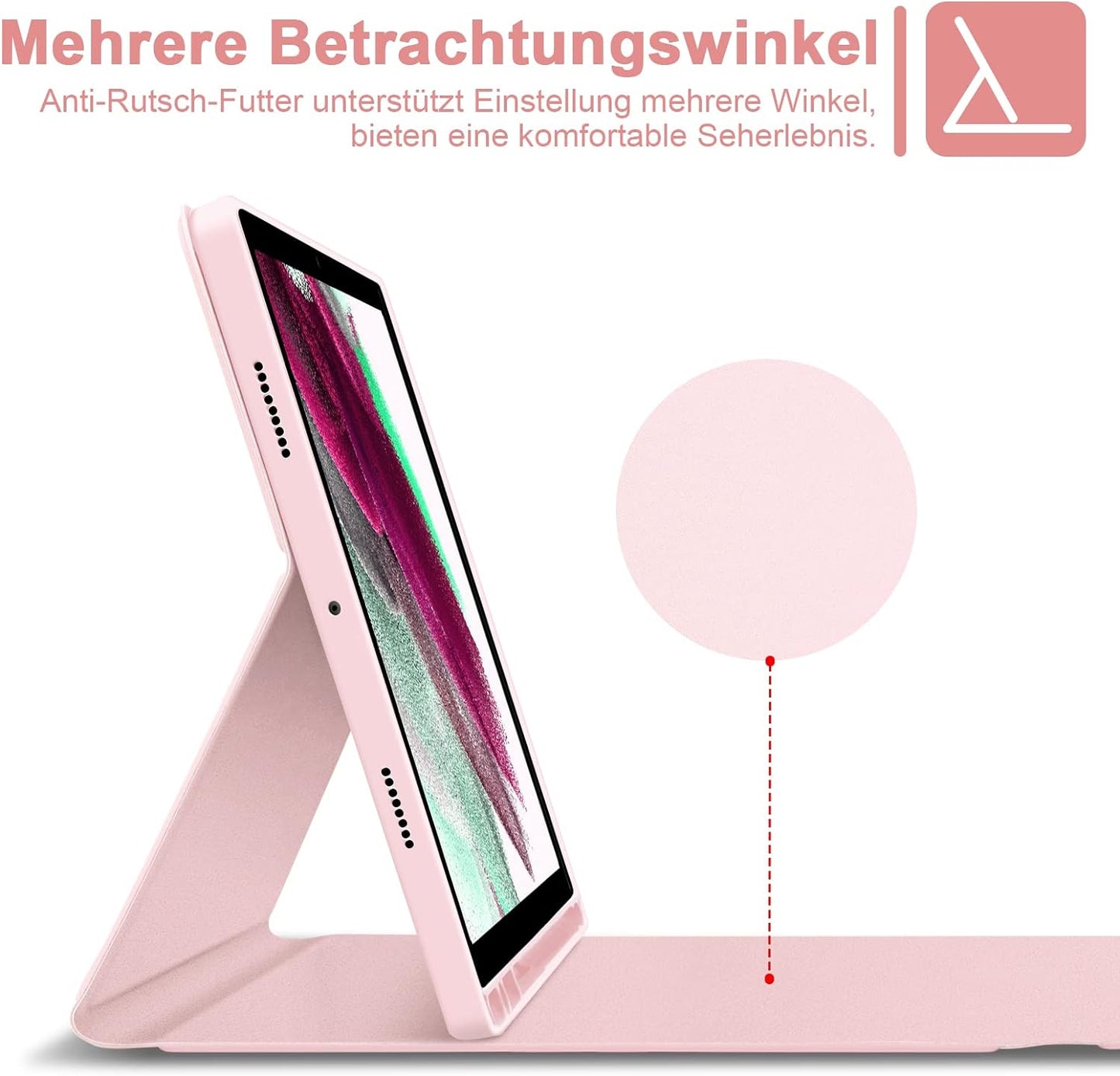 Custodia per Tastiera per Samsung Galaxy Tab A8 10,5" 2022, QWERTZ Tastiera Rimovibile Con Custodia Protettiva per Galaxy Tab A8 10,5 Pollici 2022 (SM-X200/X205/X207), Rosa