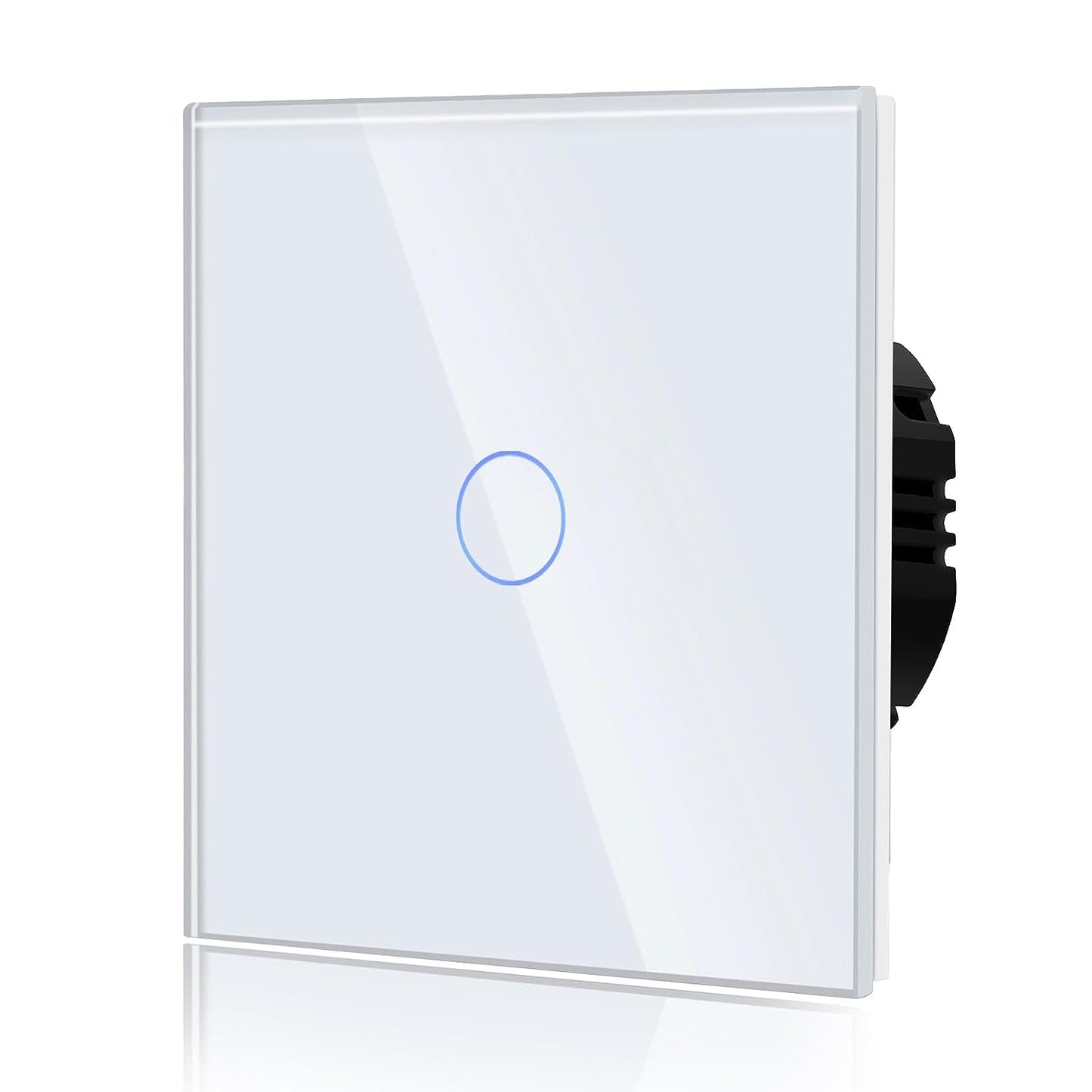 Interruttore Touch per Luce a 1 Ingresso, 1 Via, 1000 W, Non Wifi, Luce Da Parete, Potenza Di Carico, Vetro 86 Mm, Bianco