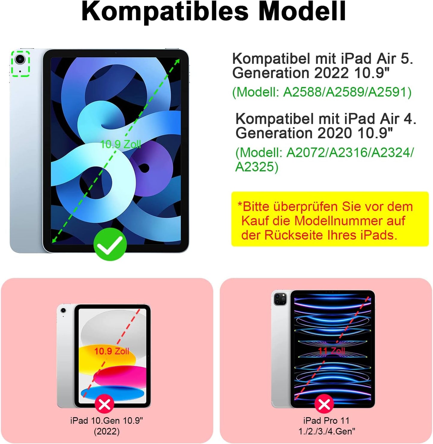 Custodia per Tastiera Ipad Air 4/5A Generazione, Layout QWERTZ, Magnetica, Tastiera Retroilluminata, Con Portapenne, per Ipad Air 4.Gen 2020/Air 5.Gen 2022 10.9 Pollici, Rosa