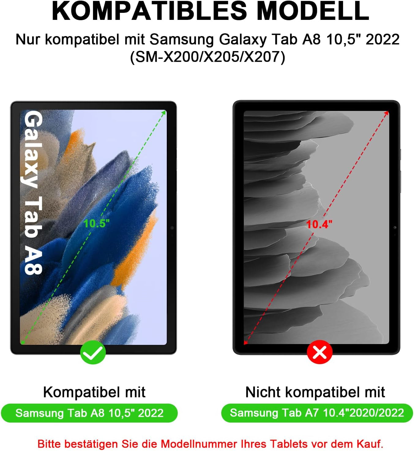 Custodia per Tastiera per Samsung Galaxy Tab A8 10,5" 2022, QWERTZ Tastiera Rimovibile Con Custodia Protettiva per Galaxy Tab A8 10,5 Pollici 2022 (SM-X200/X205/X207), Rosa