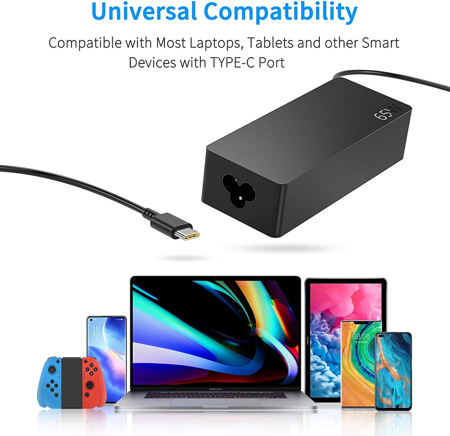 65W USB TYPE-C PD Alimentatore Caricabatterie per PC Portatile Lenovo Thinkpad L13 L14 L15 T14 T14S T15 R14 Gen 1 2 3 T480 T480S L480 L580 E490 E590 ADLX65YAC3A Laptop Caricatore Adattatore