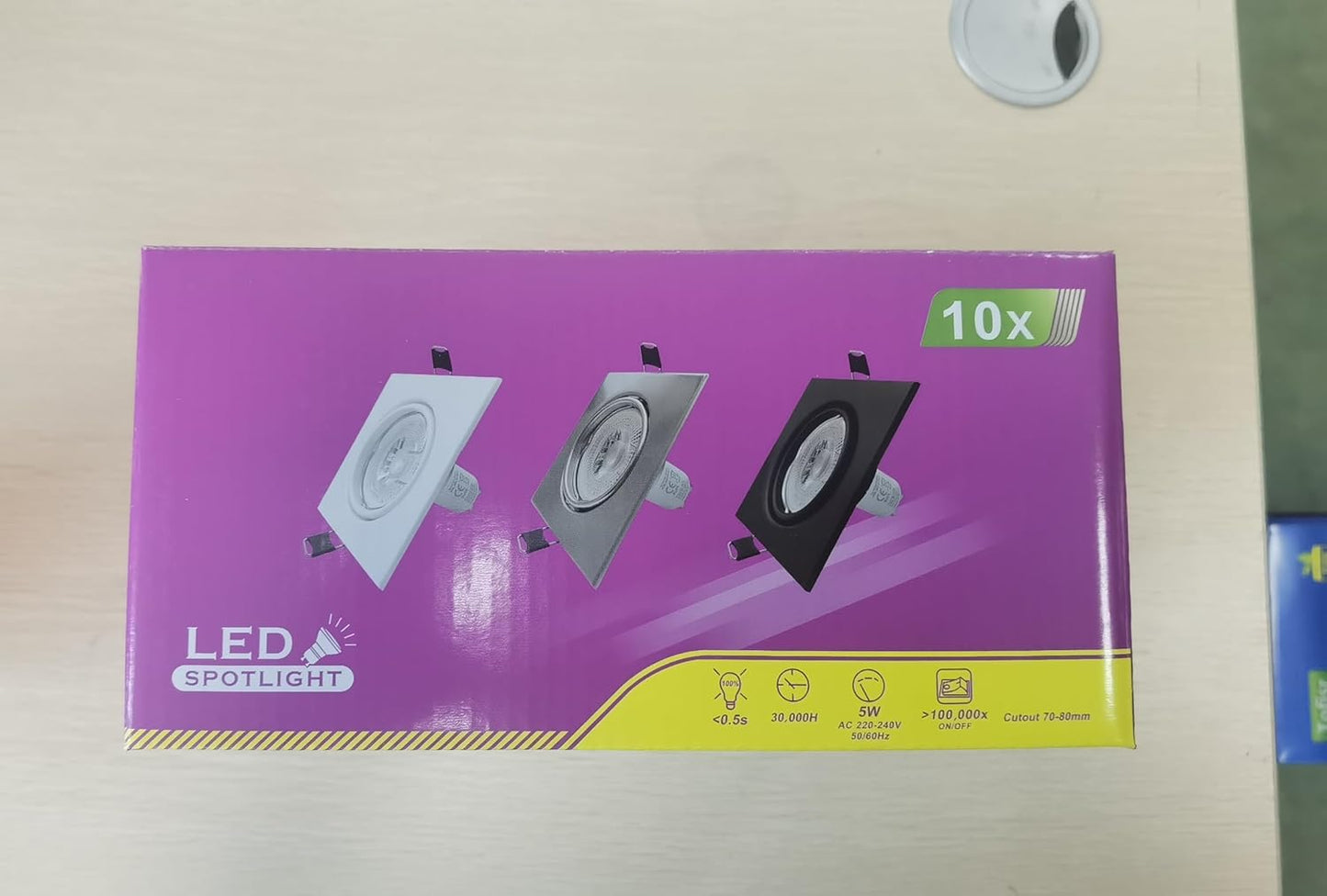 Faretti LED Da Incasso per Cartongesso, 5W Equivalenti a 60W, 230V Luce Naturale 4500K, Orientabile Di 30°, Angolo a Fascio 120°, Montatura Quadrati Nichel Spazzolato, Non-Dimmerabile (Set Da 10)