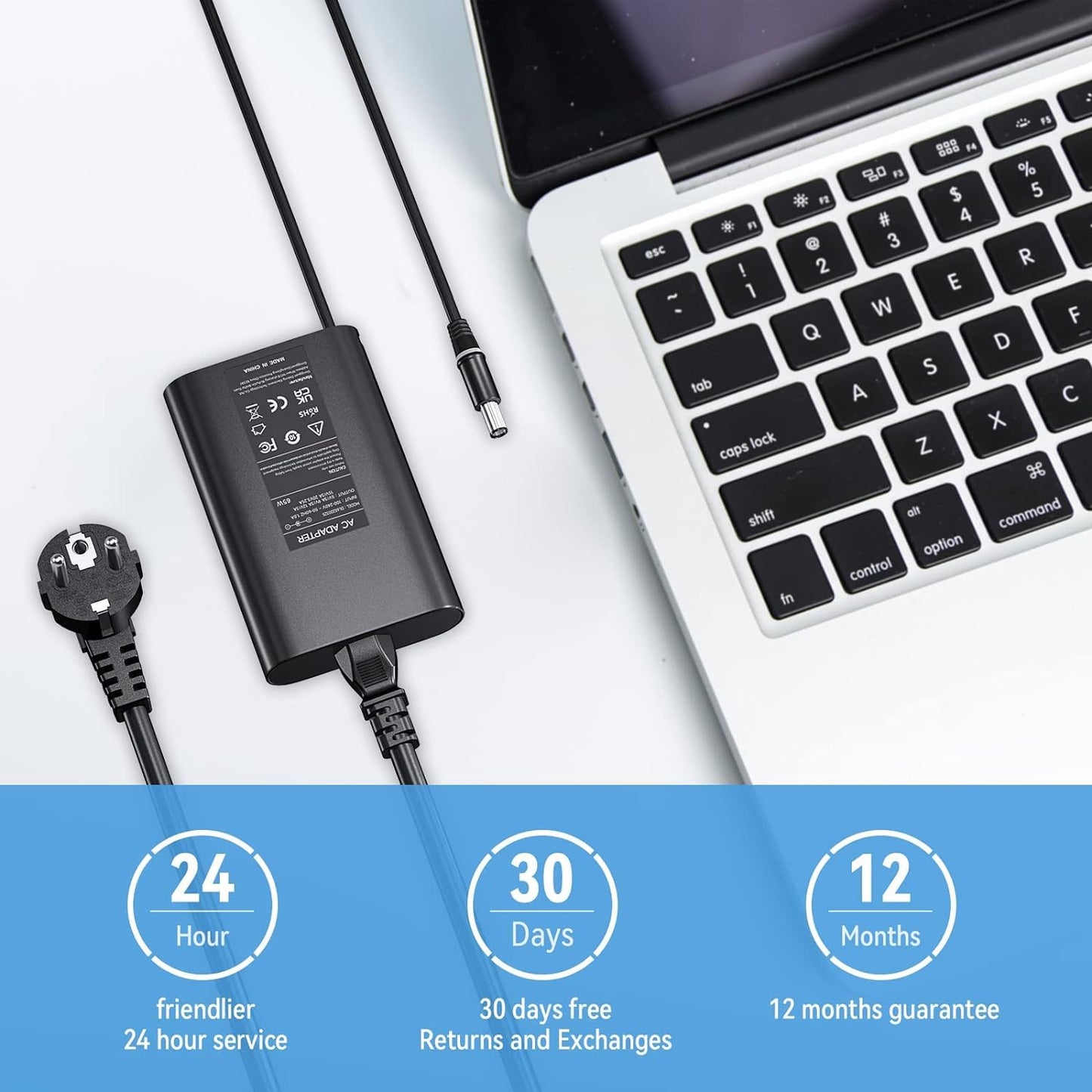 65W Alimentatore Caricatore Portatile per Dell Latitude 7490 7400 5590 E6430 E5470 E5450 E5440 E7440 E7250 E7240 E7450 E6440 E6540 5490 7480 5290 5480 5400 5500 3470 5580 7280 7480 7290 Caricabatterie