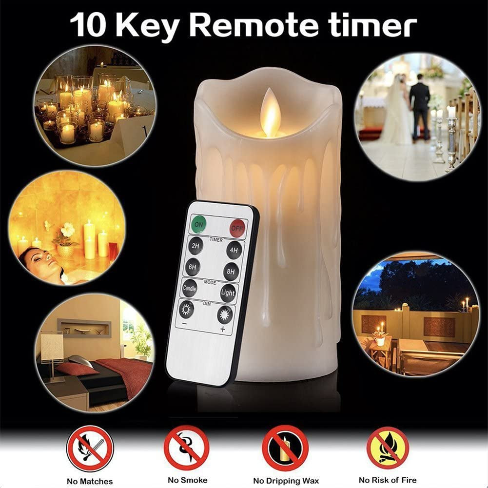 5.9In LED Wickless Candle Wave Tear Shaped Ricaricabile E Ambientale Flickering Candle Con Telecomando