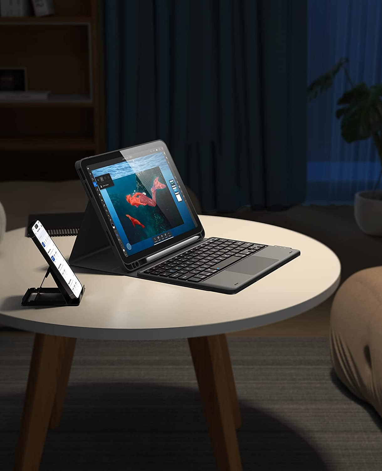 Custodia per Ipad 10 Generazione Con Tastiera, Tastiera 2022 Ipad 10° Generazione Con Touchpad, 2 Canali BT, Tastiera QWERTZ Rimovibile Senza Fili per Ipad 10 Generazione 10,9 Pollici, Nero