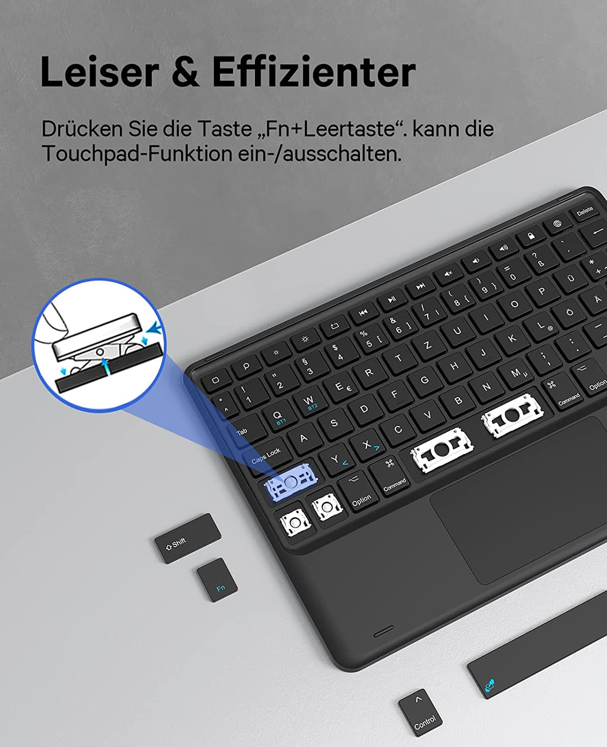 Custodia per Ipad 10 Generazione Con Tastiera, Tastiera 2022 Ipad 10° Generazione Con Touchpad, 2 Canali BT, Tastiera QWERTZ Rimovibile Senza Fili per Ipad 10 Generazione 10,9 Pollici, Nero