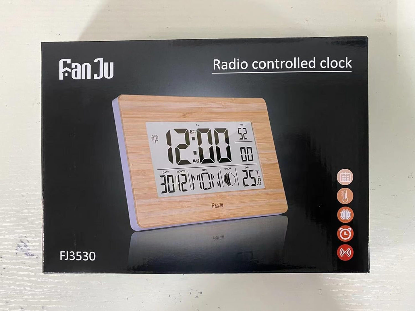 FJ3530 Sveglia Digital a Grande Orologio Da Tavolo Con Display Extra Large | Temperatura Interna | Fase Lunare | Funzione Snooze | Calendario Sveglia per Casa.