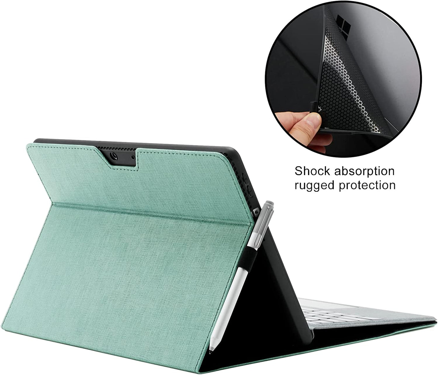 Custudia Für Surface Pro 8 Tablet, Business-Hülle Mit Stifthalter, Einstellbarer Multi-Betrachtungswinkel, Kompatibel Mit Der Type Cover-Tastatur